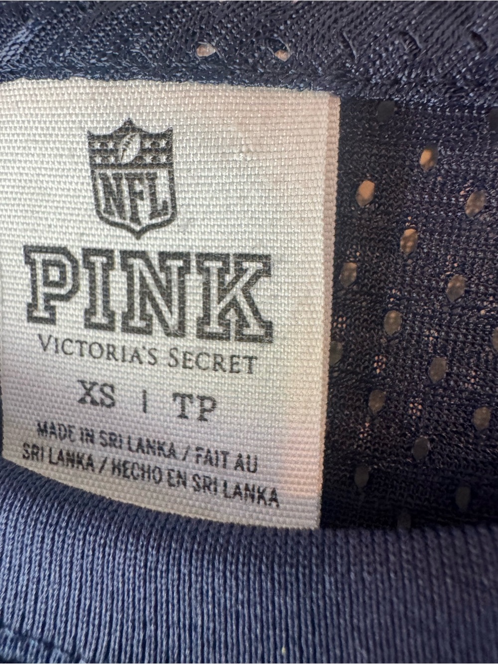 PINK Victoria's Secret Navy and White Cowboys Mesh Tee - Picture 6 of 7